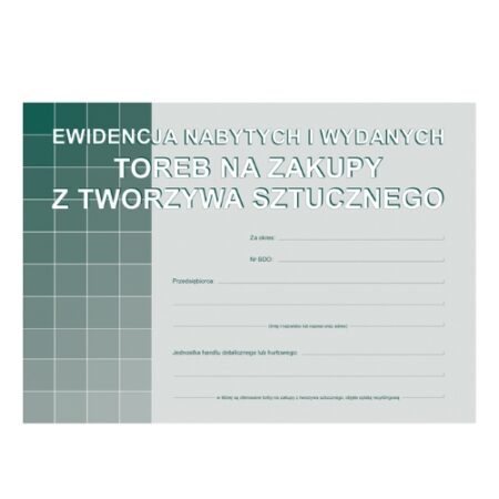 Ewidencja nabycia i wydania toreb z tworzywa sztucznego A5 druk Packware